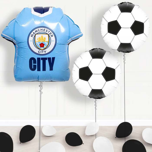 Manchester City Football Shirt Balloon Display Package Delivered Inflated - Balloon Package | Party Save Smile