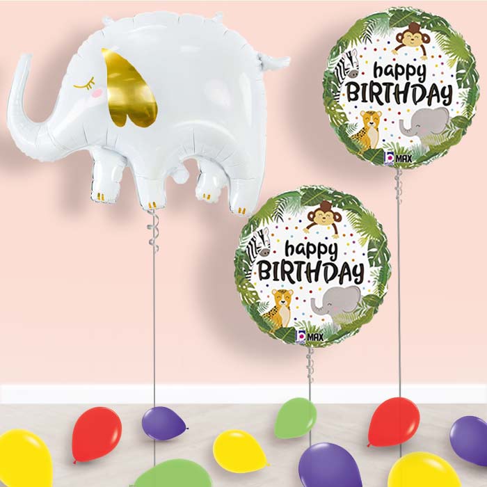 White Elephant Balloon Display Package Delivered Inflated - Balloon Package | Party Save Smile