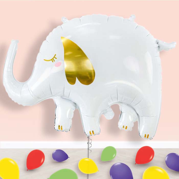 White Elephant Balloon Display Package Delivered Inflated - Supershape Balloon | Party Save Smile