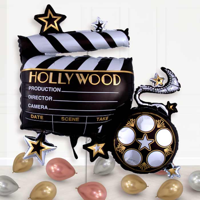 Lights Camera Action Balloon Display Package Delivered Inflated - Supershape Balloon | Party Save Smile