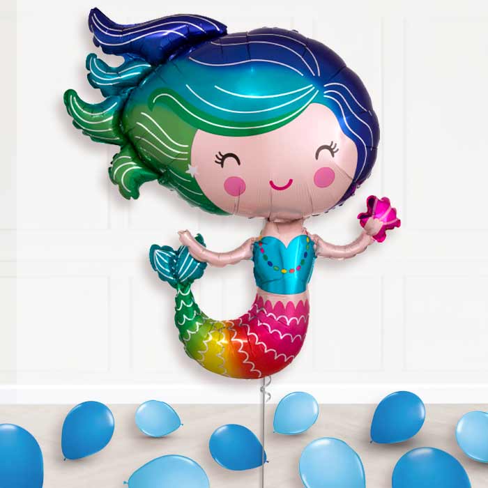 Colorful Mermaid Balloon Display Package Delivered Inflated - Supershape Balloon | Party Save Smile