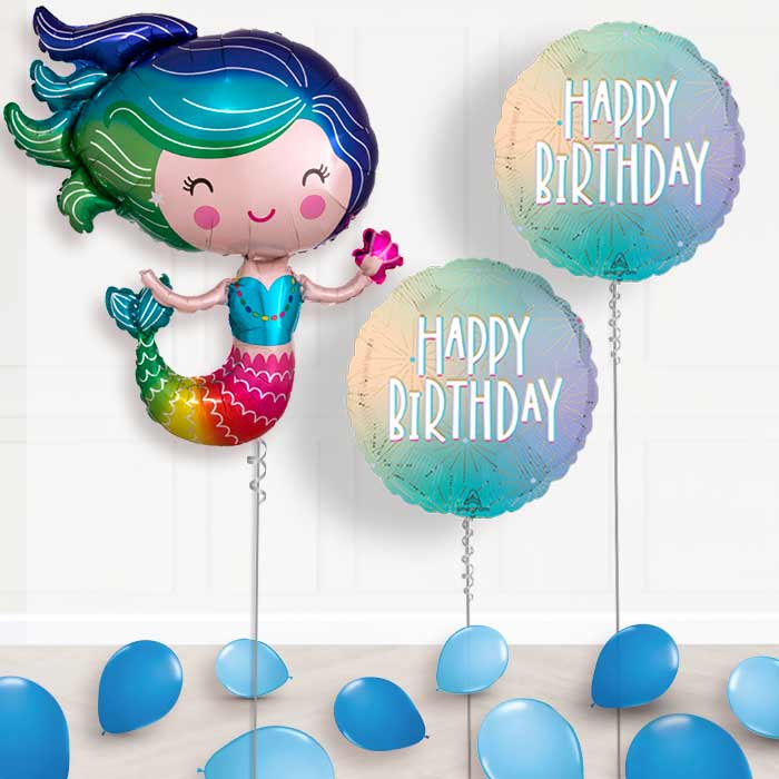 Colorful Mermaid Balloon Display Package Delivered Inflated - Balloon Package | Party Save Smile