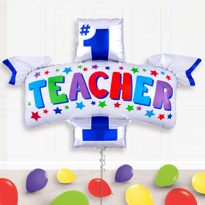 #1 Teacher Balloon Display Package Delivered Inflated - Supershape Balloon | Party Save Smile