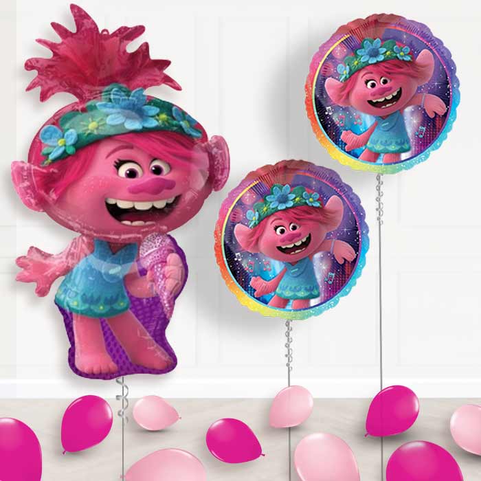 Trolls World Tour Poppy Balloon Package Delivered Inflated - Balloon Package | Party Save Smile