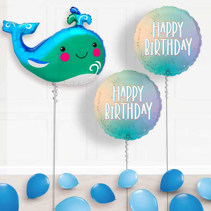 Happy Whale Balloon Display Package Delivered Inflated - Balloon Package | Party Save Smile