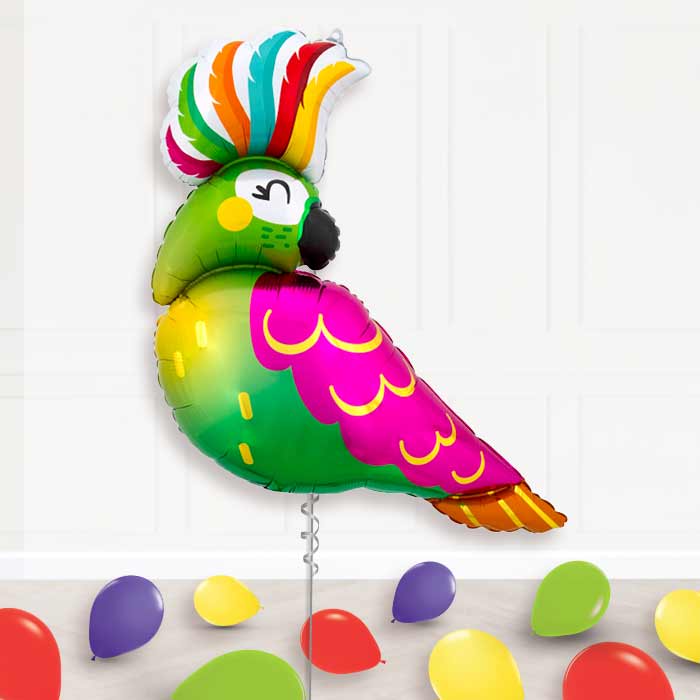 Tropical Parrot Balloon Display Package Delivered Inflated - Supershape Balloon | Party Save Smile