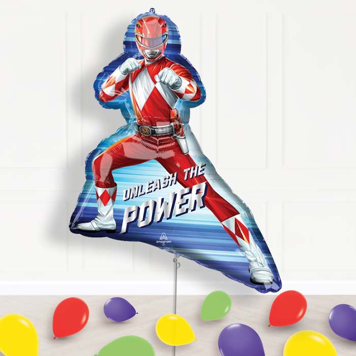 Power Rangers Red Ranger Balloon Package Delivered Inflated - Supershape Balloon | Party Save Smile