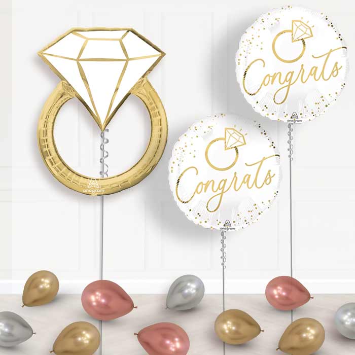 Gold Wedding Ring Balloon Display Package Delivered Inflated - Balloon Package | Party Save Smile