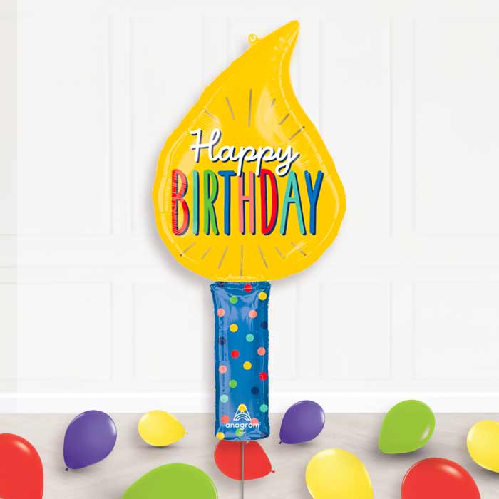 Birthday Candle Balloon Display Package Delivered Inflated - Supershape Balloon | Party Save Smile