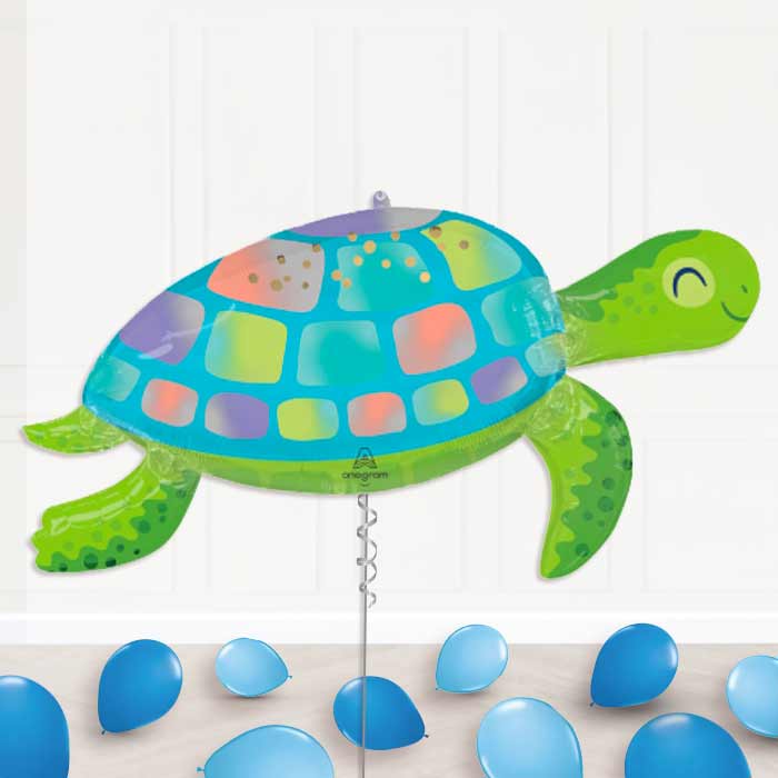 Under The Sea Turtle Balloon Display Package Delivered Inflated - Supershape Balloon | Party Save Smile
