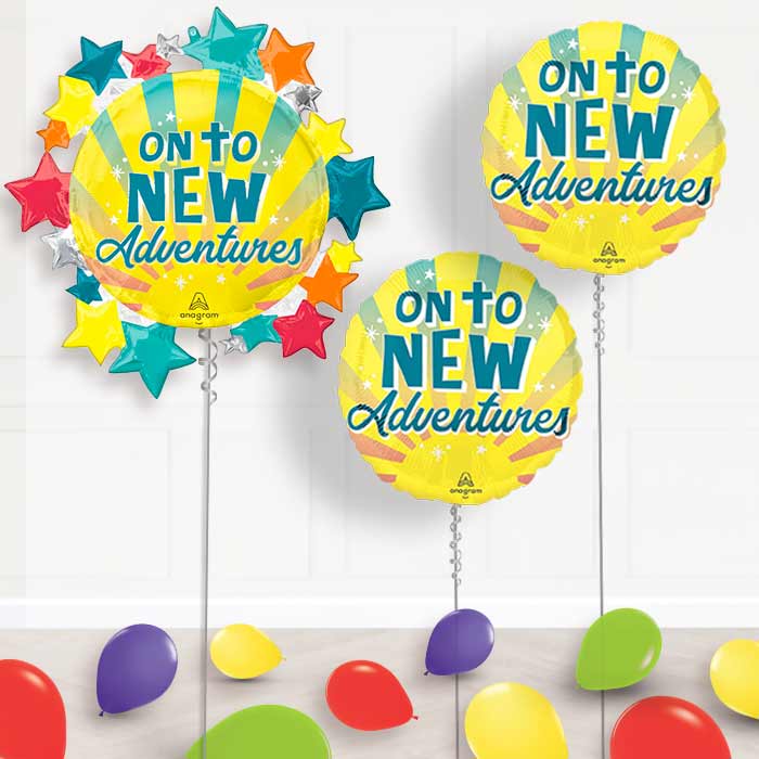 On To New Adventures Balloon Display Package Delivered Inflated - Balloon Package | Party Save Smile