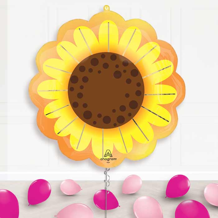 Sunflower Glow Balloon Display Package Delivered Inflated - Supershape Balloon | Party Save Smile