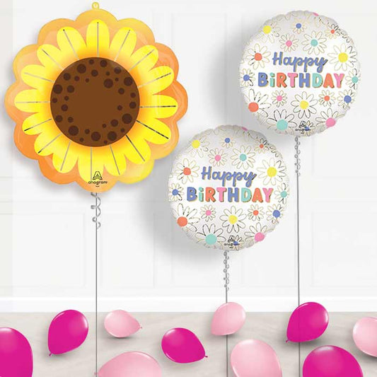 Sunflower Glow Balloon Display Package Delivered Inflated - Balloon Package | Party Save Smile