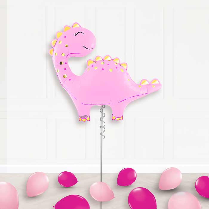 Pink Cute Dinosaur Helium Balloon Display Package - Supershape Balloon | Party Save Smile