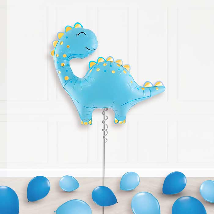 Cute Blue Dinosaur Helium Balloon Display Package - Supershape Balloon | Party Save Smile