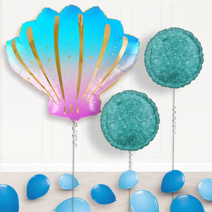 Iridescent Sea Shell Helium Balloon Display Package - Balloon Package | Party Save Smile