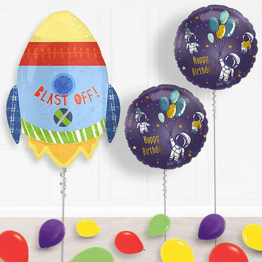 Space Rocket Balloon Display Package Delivered Inflated | Balloon Package | Party Save Smile