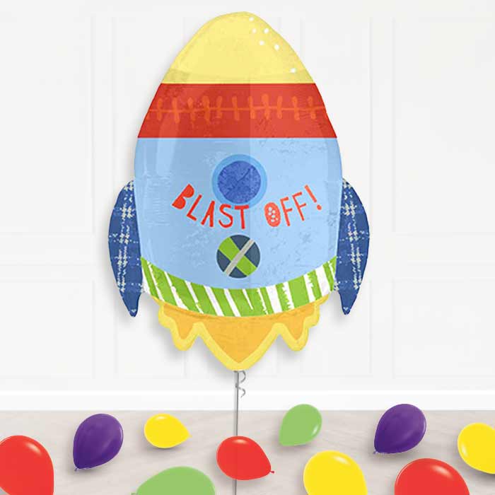 Space Rocket Balloon Display Package Delivered Inflated | Supershape Balloon | Party Save Smile
