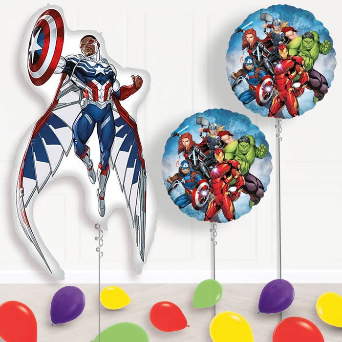 Captain America Sam Wilson Balloon Display Package Delivered Inflated | Balloon Package | Party Save Smile