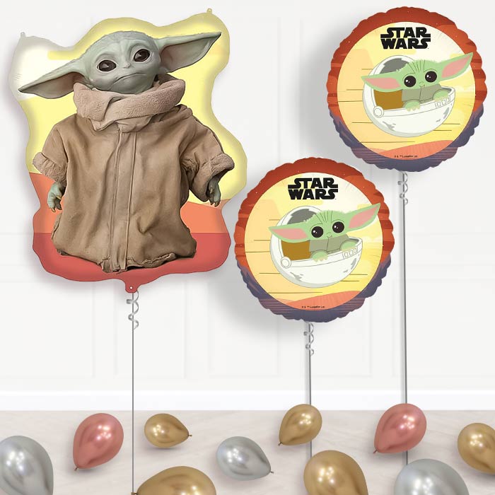 Mandalorian Yoda Balloon Display Package Delivered Inflated | Balloon Package | Party Save Smile