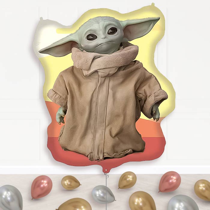 Mandalorian Yoda Balloon Display Package Delivered Inflated | Supershape Balloon | Party Save Smile