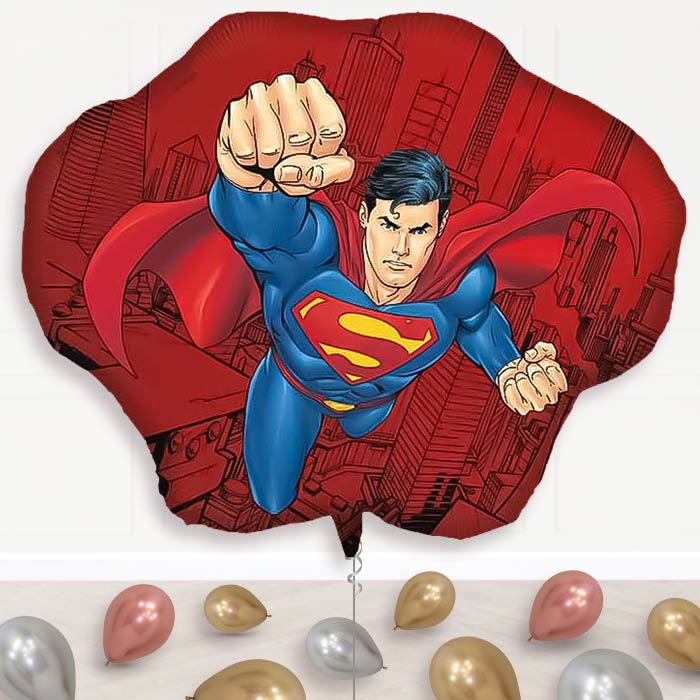 Superman Krypton Balloon Display Package Delivered Inflated | Supershape Balloon | Party Save Smile