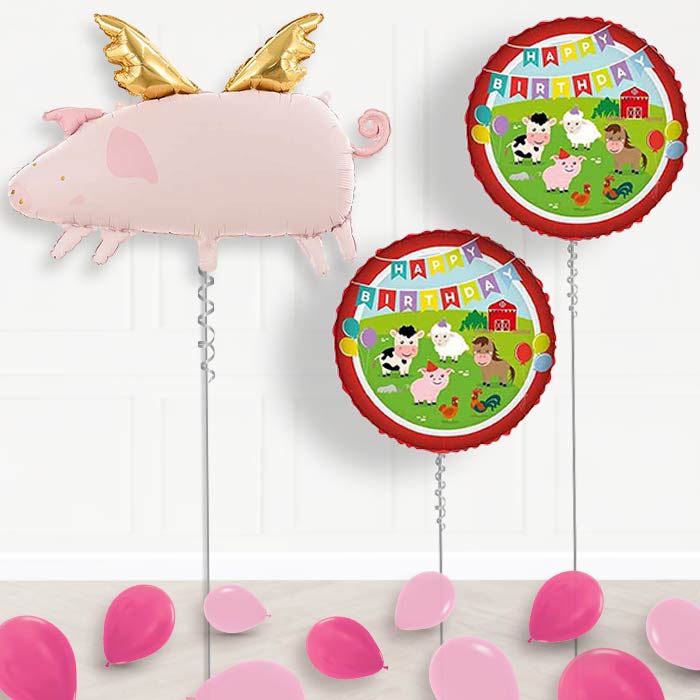 Flying Pig Balloon Display Package Delivered Inflated-Balloon Package | Party Save Smile
