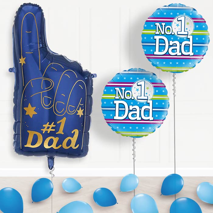 Number 1 Dad Balloon Display Package Delivered Inflated-Balloon Package | Party Save Smile