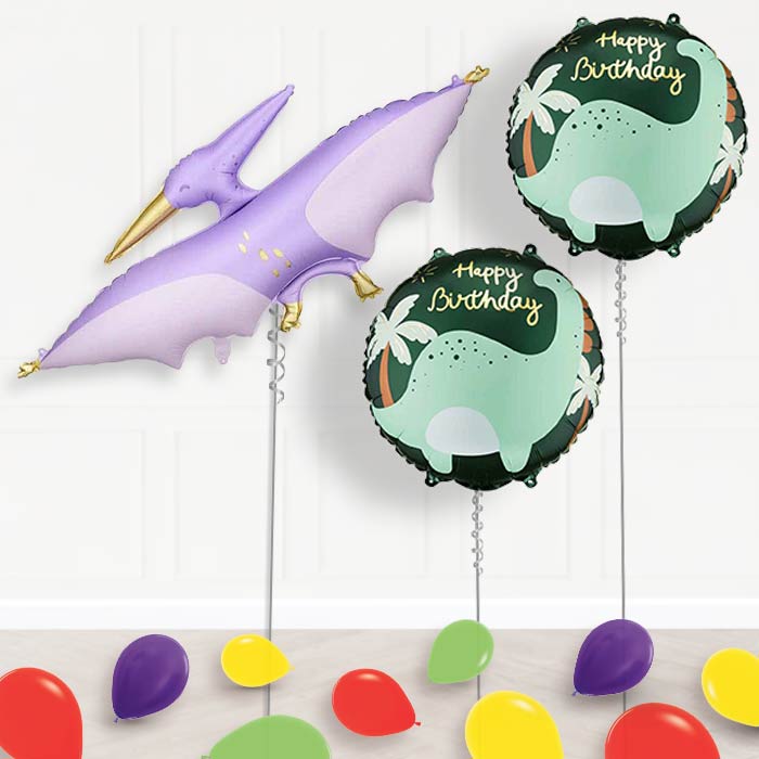 Purple Pterodactyl Balloon Display Package Delivered Inflated-Balloon Package | Party Save Smile