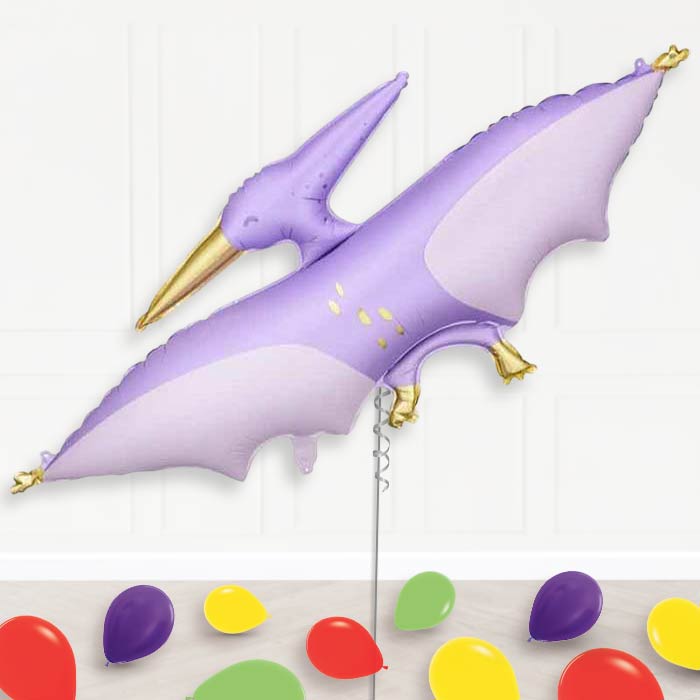 Purple Pterodactyl Balloon Display Package Delivered Inflated-Supershape Balloon | Party Save Smile