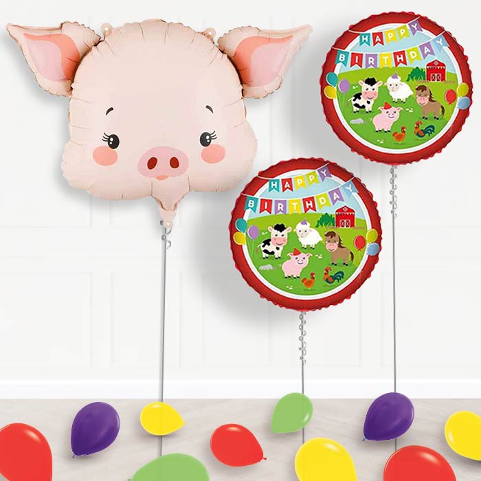 Pink Pig Head Balloon Display Package Delivered Inflated-Balloon Package | Party Save Smile