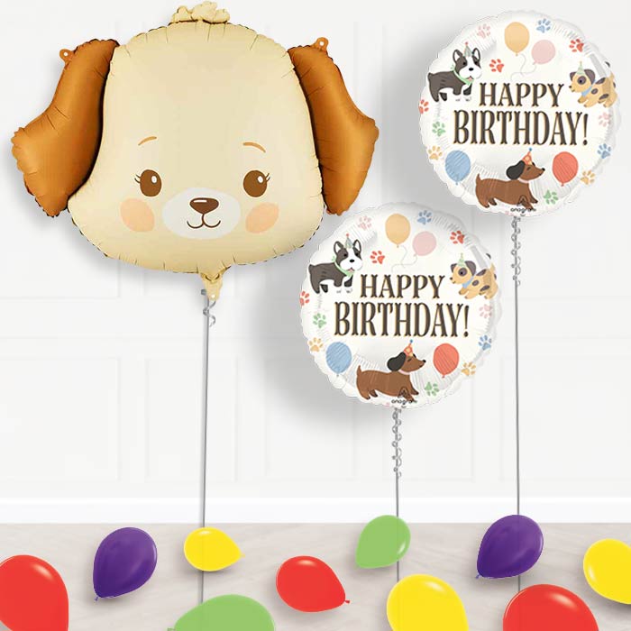Cream Dog Balloon Display Package Delivered Inflated-Balloon Package | Party Save Smile