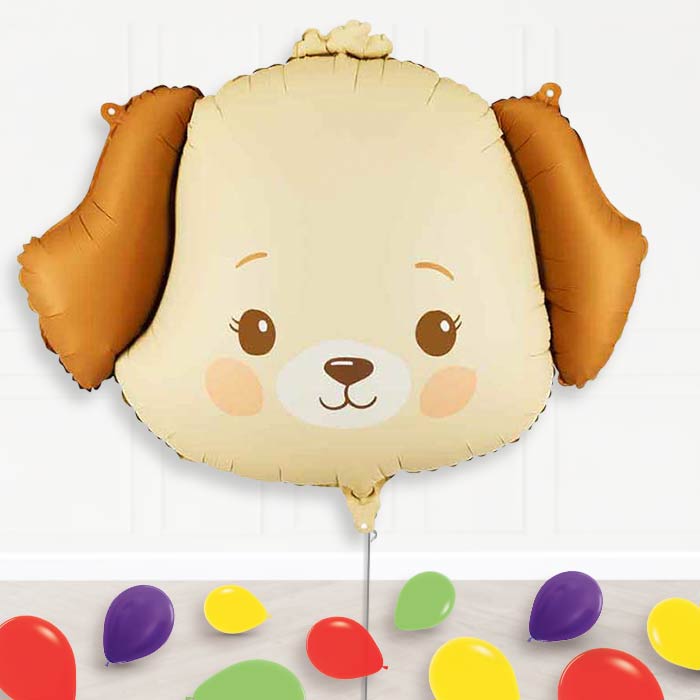 Cream Dog Balloon Display Package Delivered Inflated-Supershape Balloon | Party Save Smile