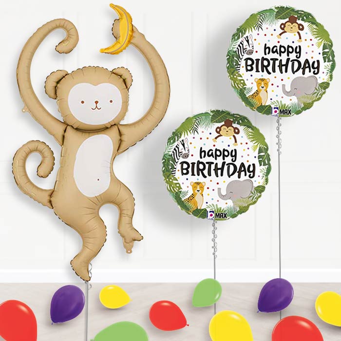 Monkey Balloon Display Package Delivered Inflated-Balloon Package | Party Save Smile