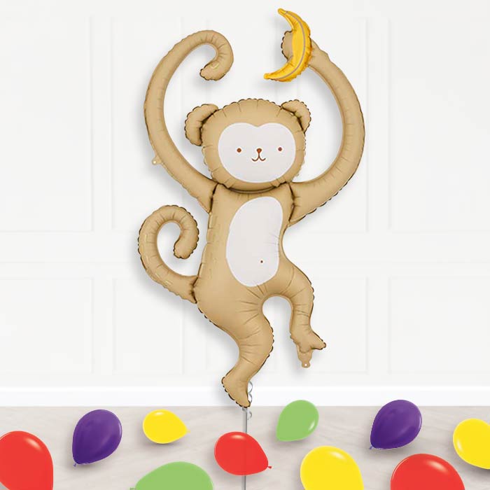 Monkey Balloon Display Package Delivered Inflated-Supershape Balloon | Party Save Smile