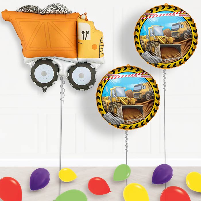 Construction Birthday Balloon Display: Helium Balloon Package - Package | Party Save Smile