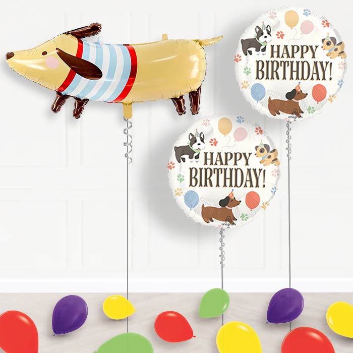 Dachshund Balloon Display Package Delivered Inflated-Balloon Package | Party Save Smile
