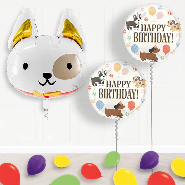 Dog with Bow Tie Balloon Display Package Delivered Inflated-Balloon Package | Party Save Smile