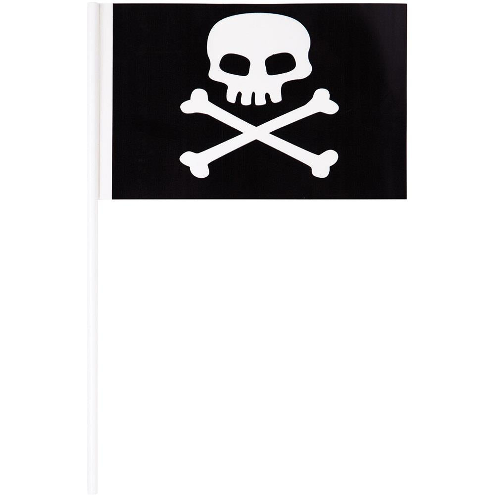 Pirate Skull and Crossbones Party Waving Flags Pack of 8 | Party Save Smile