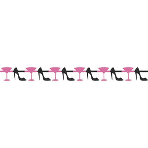 (Heels & Flute Glass Hen Party Banner 1.5 Metres