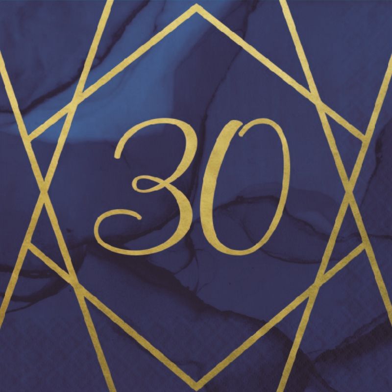 Blue and Gold 30th Birthday Party Pack: Decor and Balloons Kit