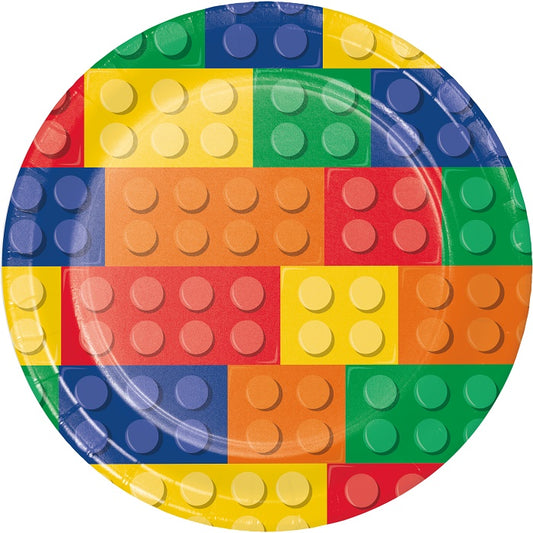 Building Block Party Plates Pack of 8 | Party Save Smile