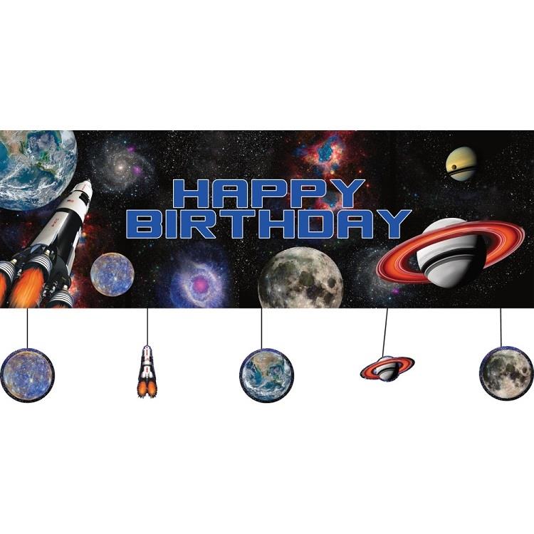 Giant Space Themed Birthday Banner 150 x 50cm | Party Save Smile