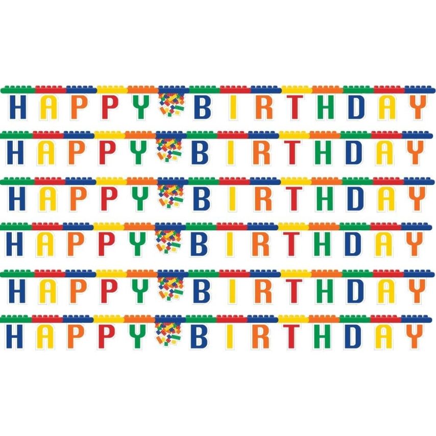 Building Block Birthday Party Pack: Tableware & Decoration Kit