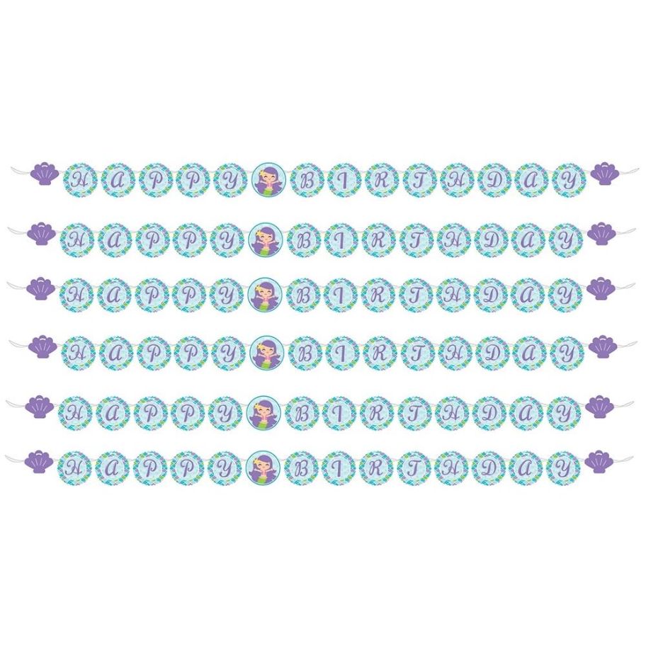 Happy Birthday Banner Mermaid Friends 2.4 Metres | Party Save Smile