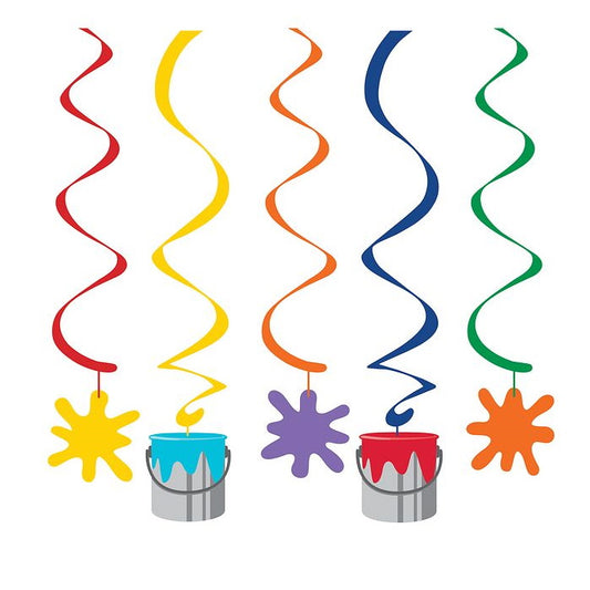 Art Birthday Party Hanging Decorations Pack of 5 | Party Save Smile