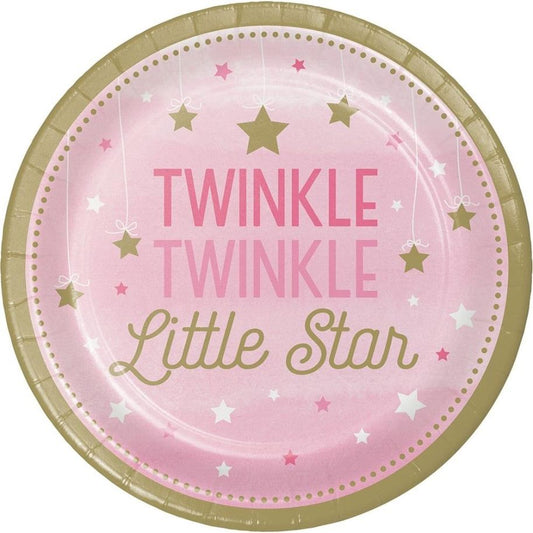 Pink Twinkle Little Star Paper Plates