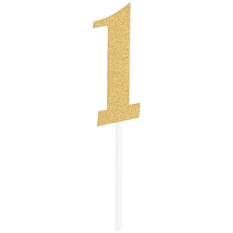 Gold Glittering Number 1 Cake Topper (5 x 8cm)