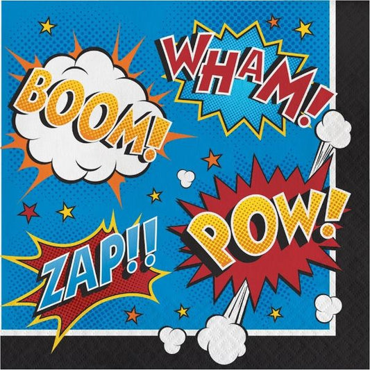 Superhero Slogans Napkins Pack of 16 | Party Save Smile