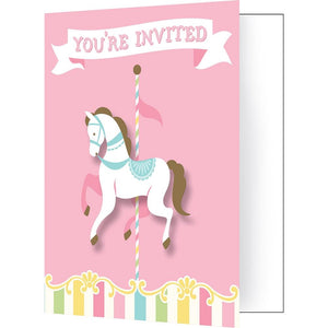 Carousel Birthday Invitations Pack of 8